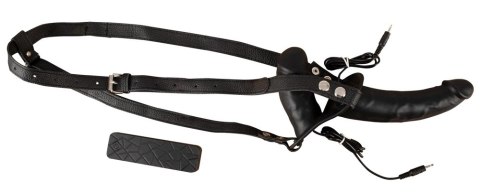 You2Toys Double Strap-On z funkcją wibracji, regulowana uprząż, czarny