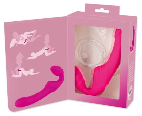 You2Toys Strapless Strap-On 2w1 Rożowy - Wibrujący, Bez Uprzęży, 21,8 cm