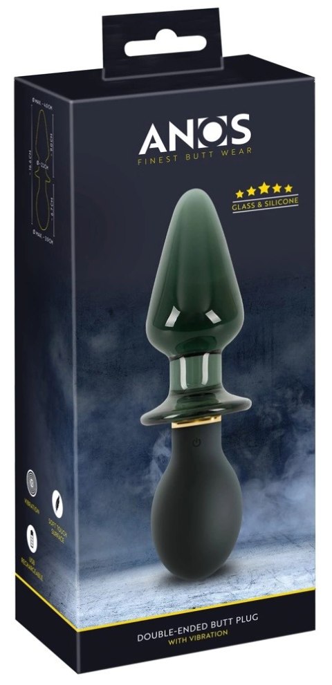 ANOS Double Plug Model 10 Trybow Wibracji Szkło & Silikon 16,6 cm