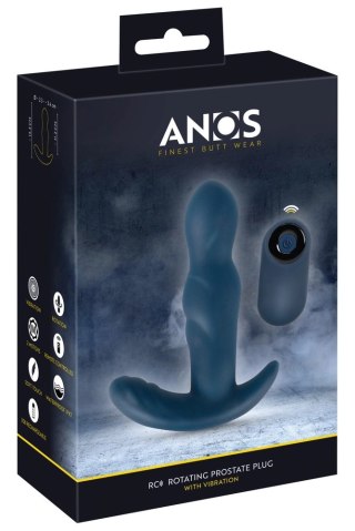 ANOS RC Rotating Prostate Plug Niebieski - Silikonowy masażer z pilotem