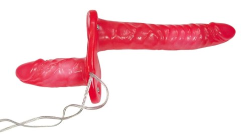 Bad Kitty Duo Strap-on czerwony z podwojnym systemem wibracji PVC