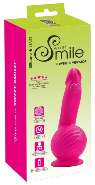 Sweet Smile Powerful Vibrator 19 cm przyssawka, silikon rożowy