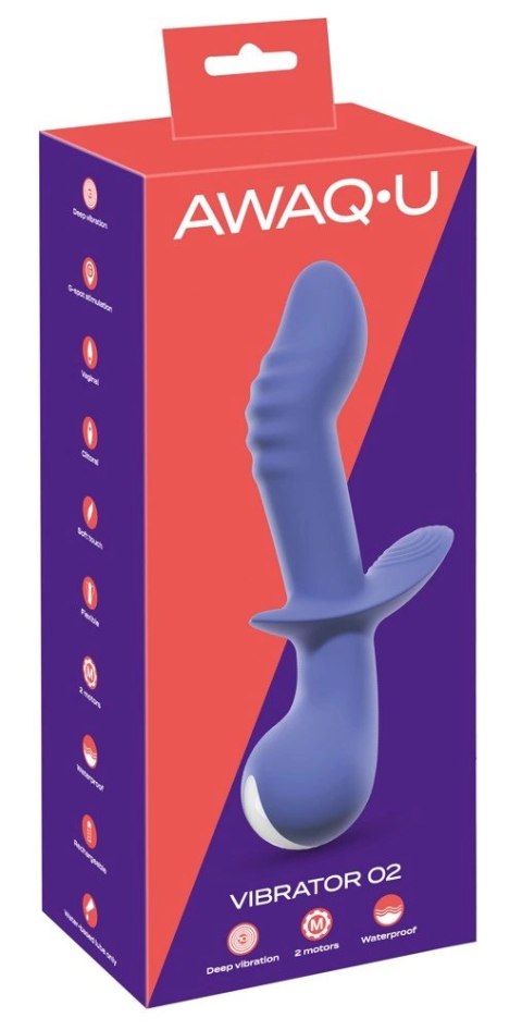 You2Toys AWAQ.U Vibrator 2 fioletowy podwojny system wibracji 21,6cm