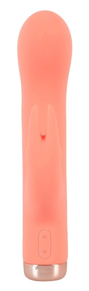 Peachy Mini Rabbit Vibrator model zakrzywiony pomarańczowy silikon 16,7 cm