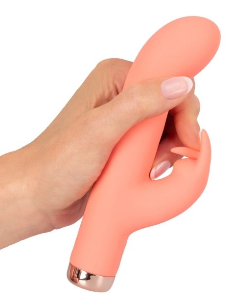 Peachy Mini Rabbit Vibrator model zakrzywiony pomarańczowy silikon 16,7 cm