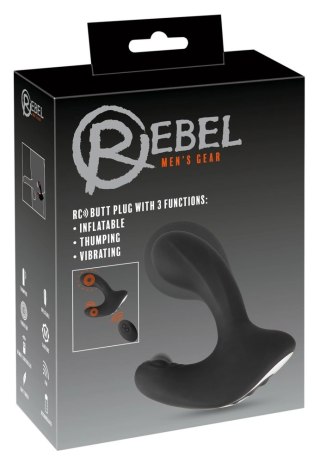 Rebel RC Butt Plug silikonowy, 3 funkcje, z pilotem, czarny, 14,2 cm