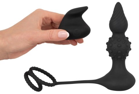 Rebel RC - Wibrujący korek z pierścieniem i pilotem, silikonowy, czarny