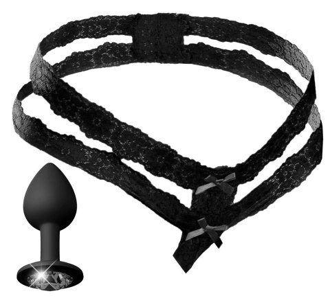 HookUp Panties Crotchless Secret Gem Stringi XL-XXL z ozdobą silikonową