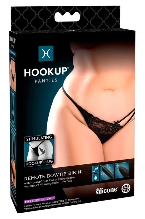 HookUp Panties Remote Bowtie Bikini XL-XXL z systemem wibracyjnym, pilot