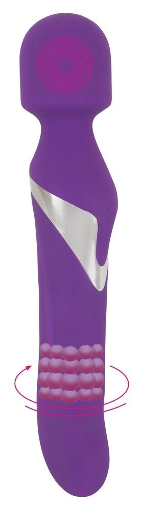 Javida Wand & Pearl - Masażer dwustronny fioletowy 24 cm ładowalny