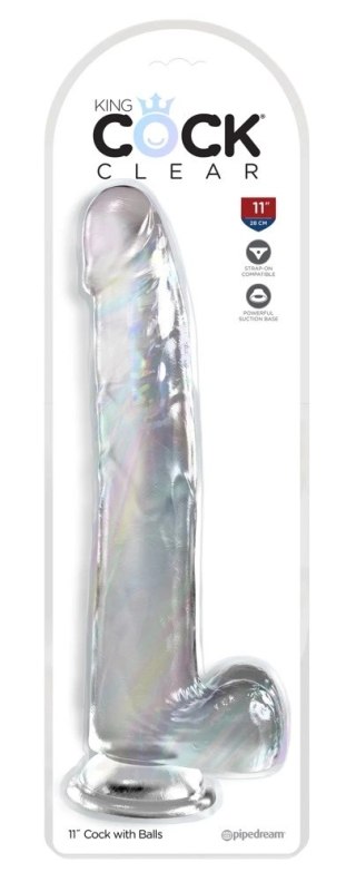 King Cock Clear 28 cm - Transparentny model z przyssawką TPE