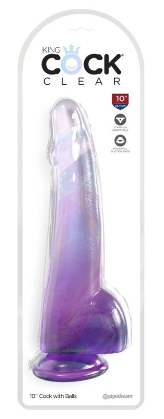 King Cock Clear Fioletowy Model 25 cm z Przyssawką i Anatomiczną Bazą
