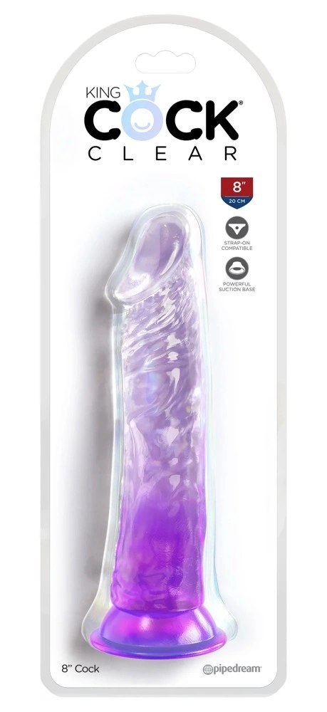 King Cock Clear model 8" - przezroczysty fioletowy z przyssawką 21,8 cm