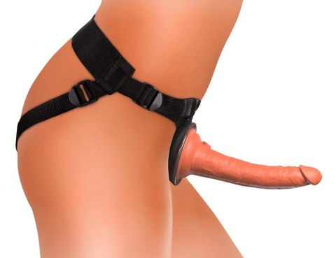 King Cock Elite Comfy Body Dock zestaw uprząż + model silikonowy 18 cm ciemny