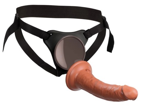 King Cock Elite Comfy Body Dock zestaw uprząż + model silikonowy 18 cm ciemny