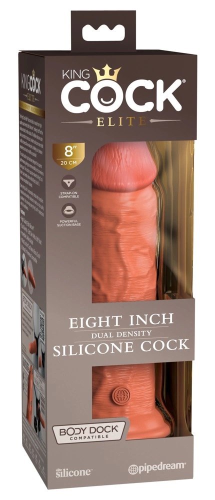 King Cock Elite Model 8" Silikonowy z Przyssawką, Ciemny, 20 cm