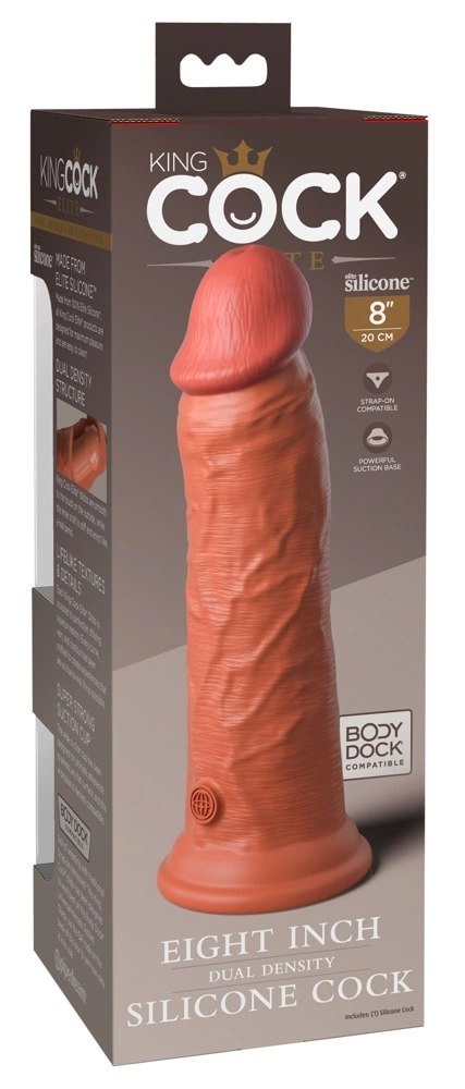 King Cock Elite Model 8" Silikonowy z Przyssawką, Ciemny, 20 cm