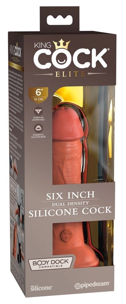 King Cock Elite silikonowy model anatomiczny 15 cm ciemny z przyssawką