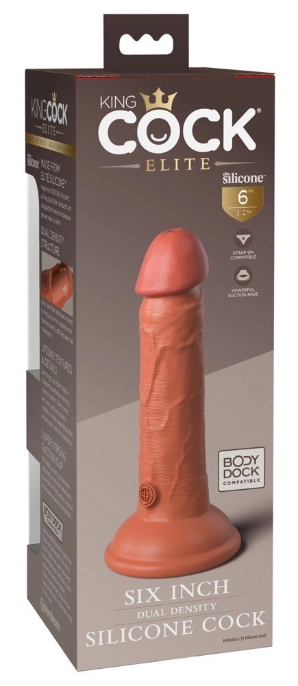 King Cock Elite silikonowy model anatomiczny 15 cm ciemny z przyssawką