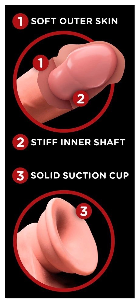 King Cock Plus Triple Density Model z Przyssawką 20 cm Jasny Beż