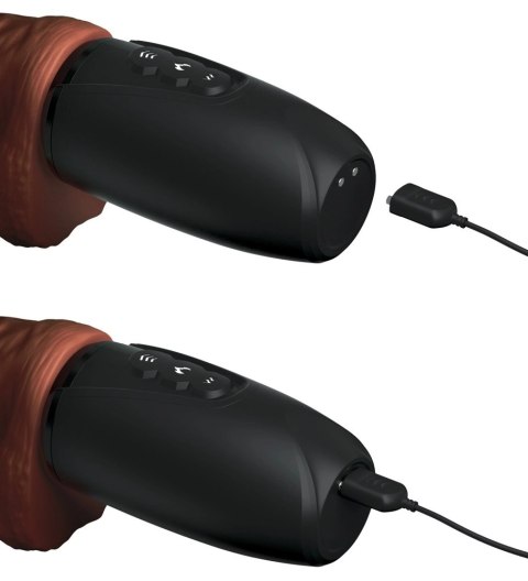 King Cock Plus Wibrator z Funkcją Ciepła i Wstrząsow 19cm Ciemny