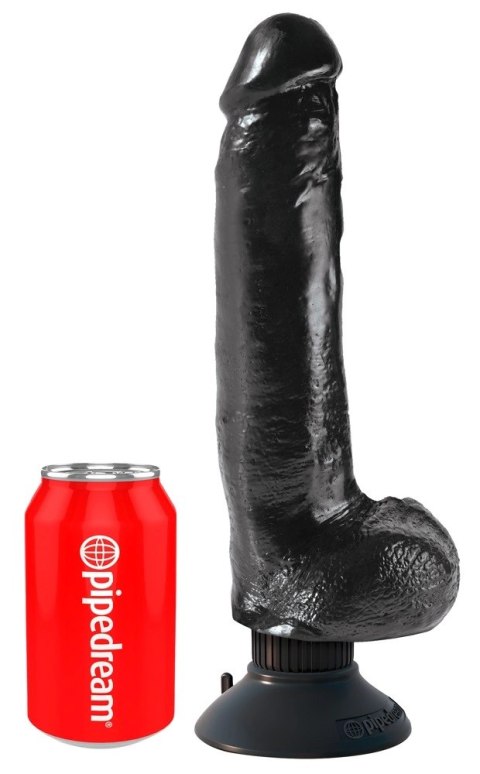 King Cock Wibrator Model 23 cm Czarny z Przyssawką i Jądrem