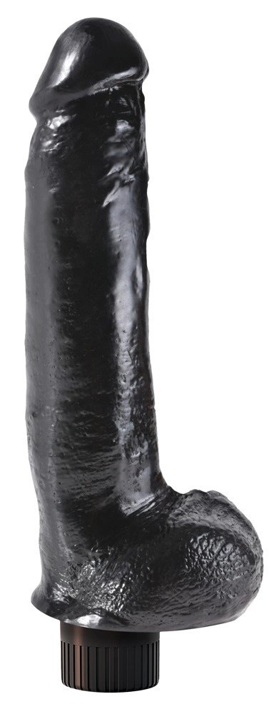 King Cock Wibrator Model 23 cm Czarny z Przyssawką i Jądrem