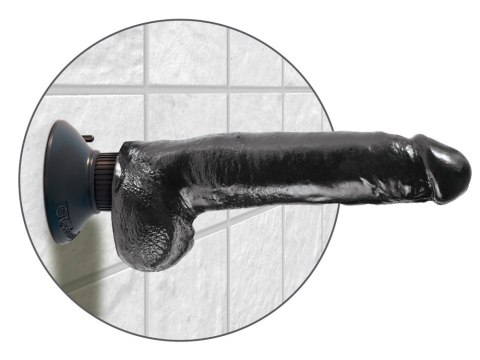 King Cock Wibrator Model 23 cm Czarny z Przyssawką i Jądrem