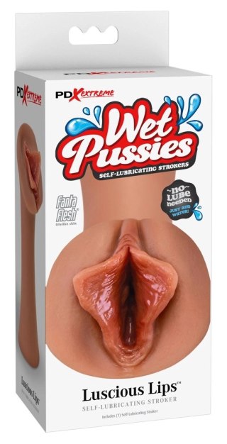 PDX Extreme Wet Pussies Luscious Lips brązowy model Fanta-Flesh 14cm