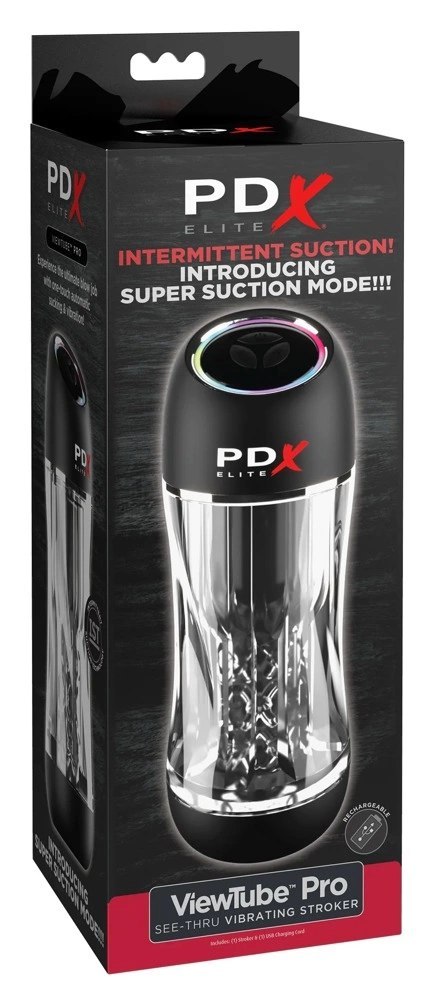 PDX Elite Viewtube Pro - Automatyczna maszyna intymna, przezroczysta, 23 cm