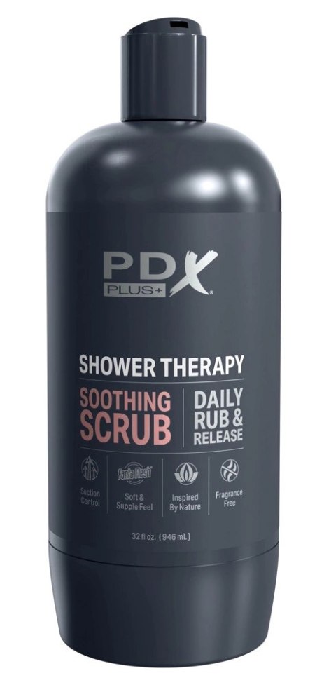 PDX Plug Shower Therapy Soothing Scrub - dyskretna maszyna intymna, tan