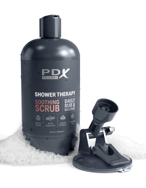 PDX Plug Shower Therapy Soothing Scrub - dyskretna maszyna intymna, tan