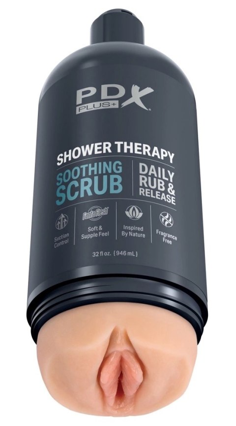 PDX Plus Shower Soothing Scrub - Dyskretna maszyna intymna, butelka szamponu, 20,7 cm