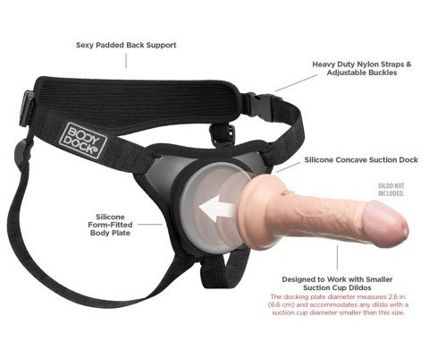 Pipedream Body Dock Elite Mini - Uprząż z regulacją, płyta dokująca 6,6 cm