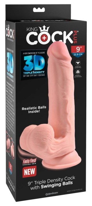 Pipedream King Cock Plus 22,9 cm Jasny - model z przyssawką i kulkami