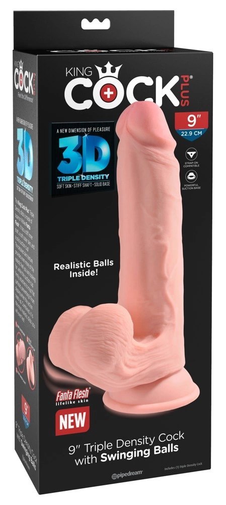 Pipedream King Cock Plus 22,9 cm Jasny - model z przyssawką i kulkami