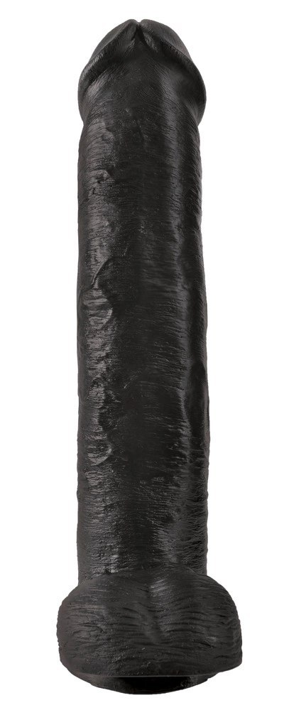 King Cock Duży Model Anatomiczny z Przyssawką 38 cm Czarny PVC
