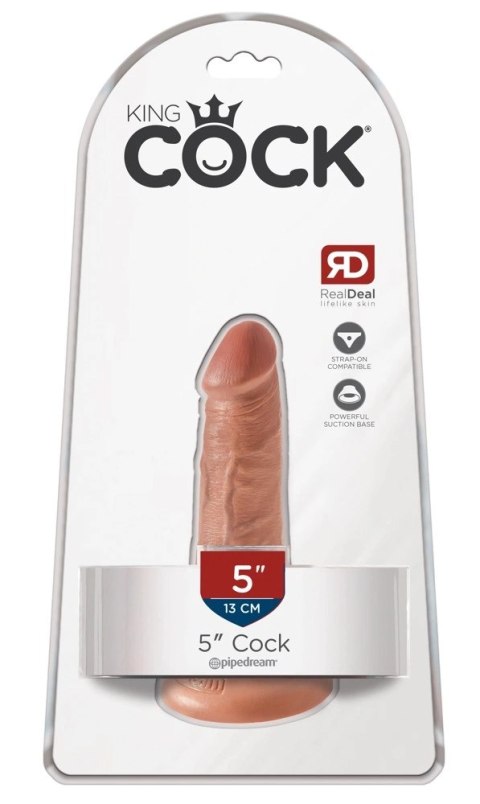 King Cock Model 13 cm - Elastyczny z Przyssawką, Ciemny Kolor