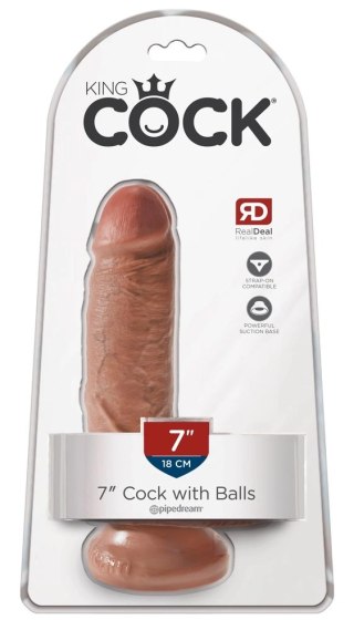 King Cock Model 18 cm z podstawą, ciemny odcień skory, PVC