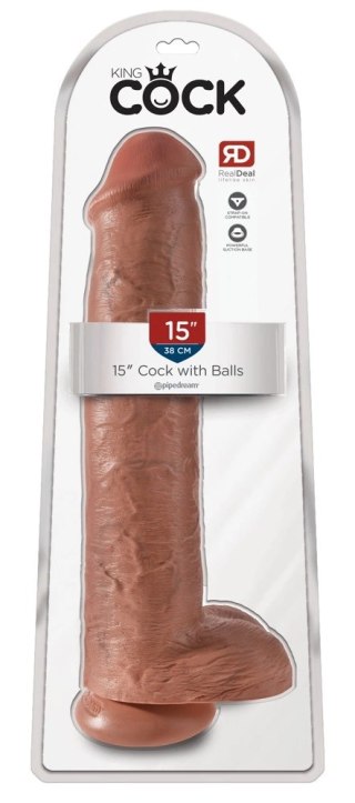 King Cock Model 38 cm ciemny - duży anatomiczny model z przyssawką