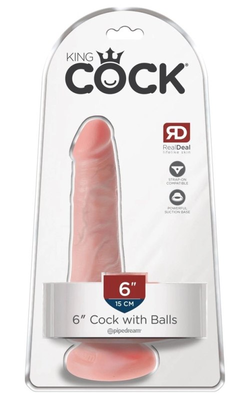King Cock Model 6" Przyssawka Jasny Kolor Skory 15 cm PVC