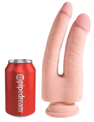 King Cock Plus Duo Model 24 cm jasny - podwojny system intymny TPE z przyssawką