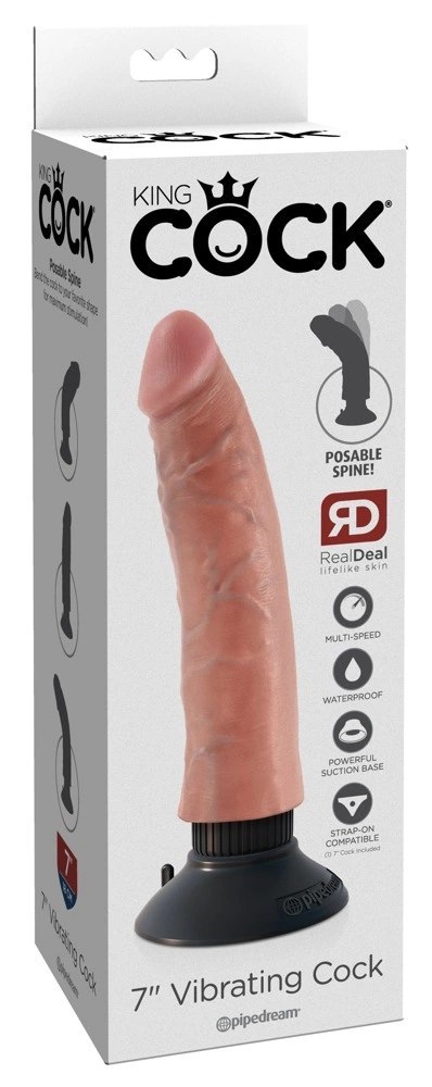 Pipedream King Cock Wibrator z Przyssawką 18 cm Jasny Skory PVC
