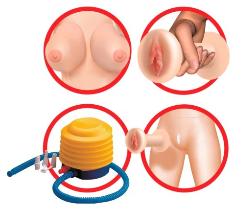 Pipedream Nadmuchiwana Lalka 3D Twarz Włosy 2 Kanały Intymne 603912339604