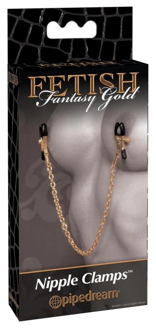 Fetish Fantasy Gold Regulowane zaciski z łańcuchem złotym 42 cm