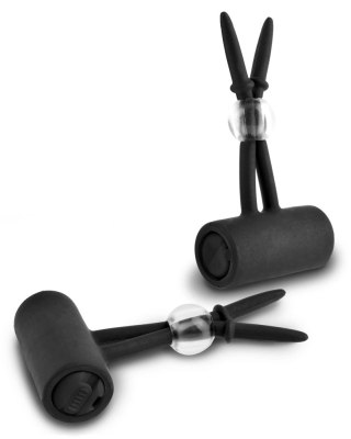 Fetish Fantasy Zaciski na sutki z wibracją i silikonową powierzchnią czarne