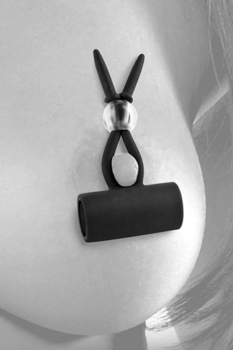Fetish Fantasy Zaciski na sutki z wibracją i silikonową powierzchnią czarne
