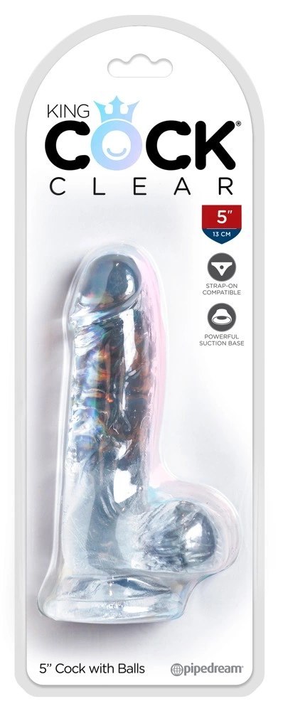 King Cock Clear model 13 cm z przyssawką i anatomiczną podstawą przezroczysty