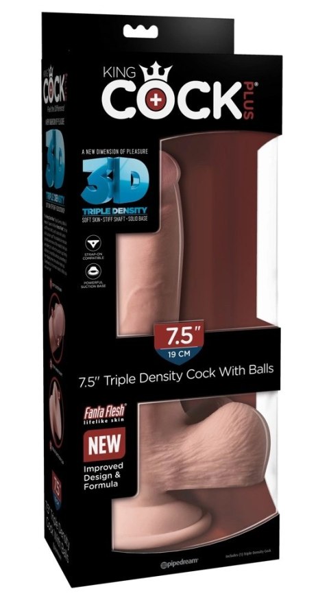 King Cock Plus model anatomiczny z przyssawką 19 cm jasny beż