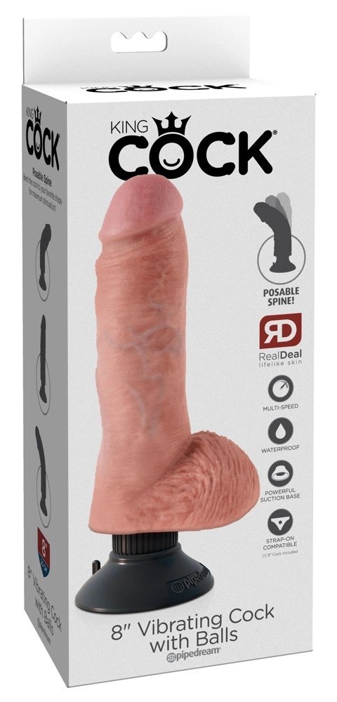 King Cock Wibrator Anatomiczny 24 cm z Przyssawką Jasny Kolor Skory